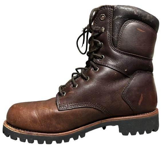 Chippewa Brown Leather Lace Up Vibram Sole Work Boot Shoes Mens Size 8 M Casual - Picture 2 of 16